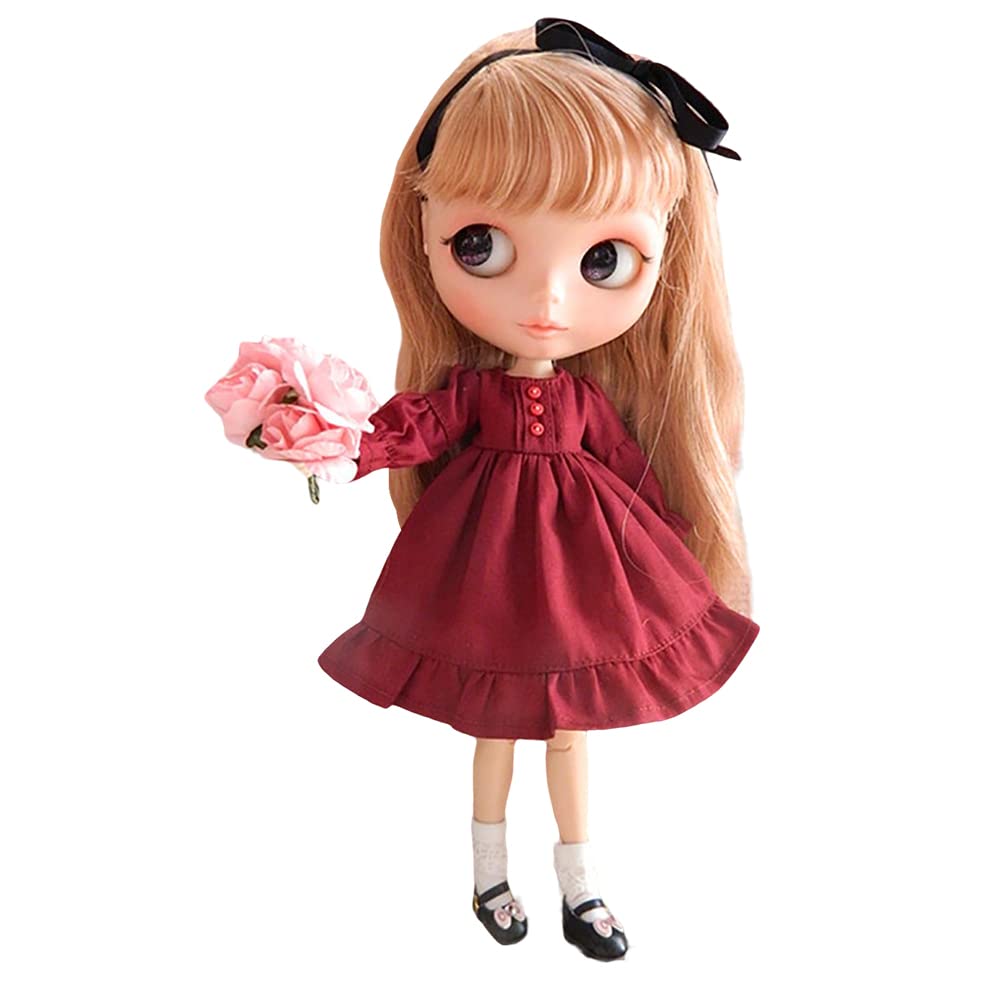 Doll Clothing Fashion Dress for Blyth,Ob24,Licca,Azone BJD Doll Clothes Toys Accessories Gifts (Apricot)(Only Clothes)