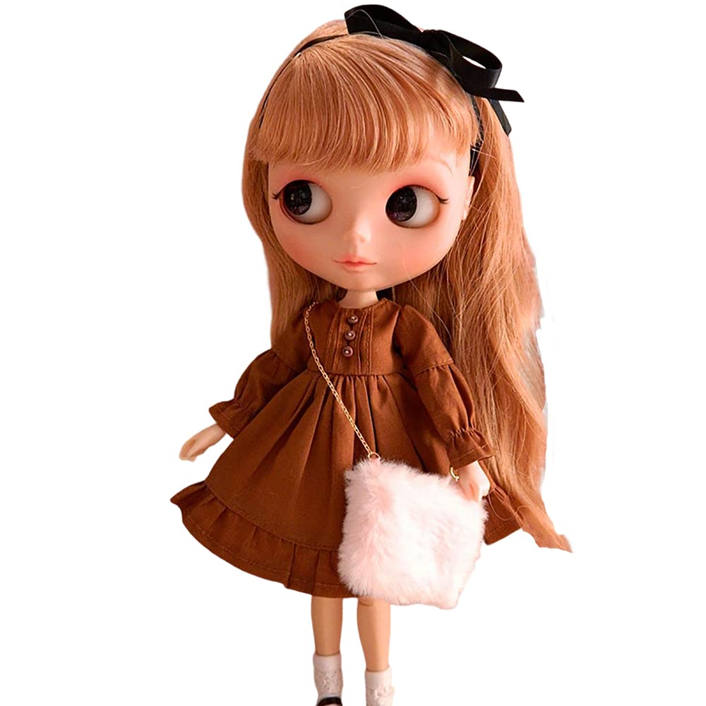 Doll Clothing Fashion Dress for Blyth,Ob24,Licca,Azone BJD Doll Clothes Toys Accessories Gifts (Apricot)(Only Clothes)