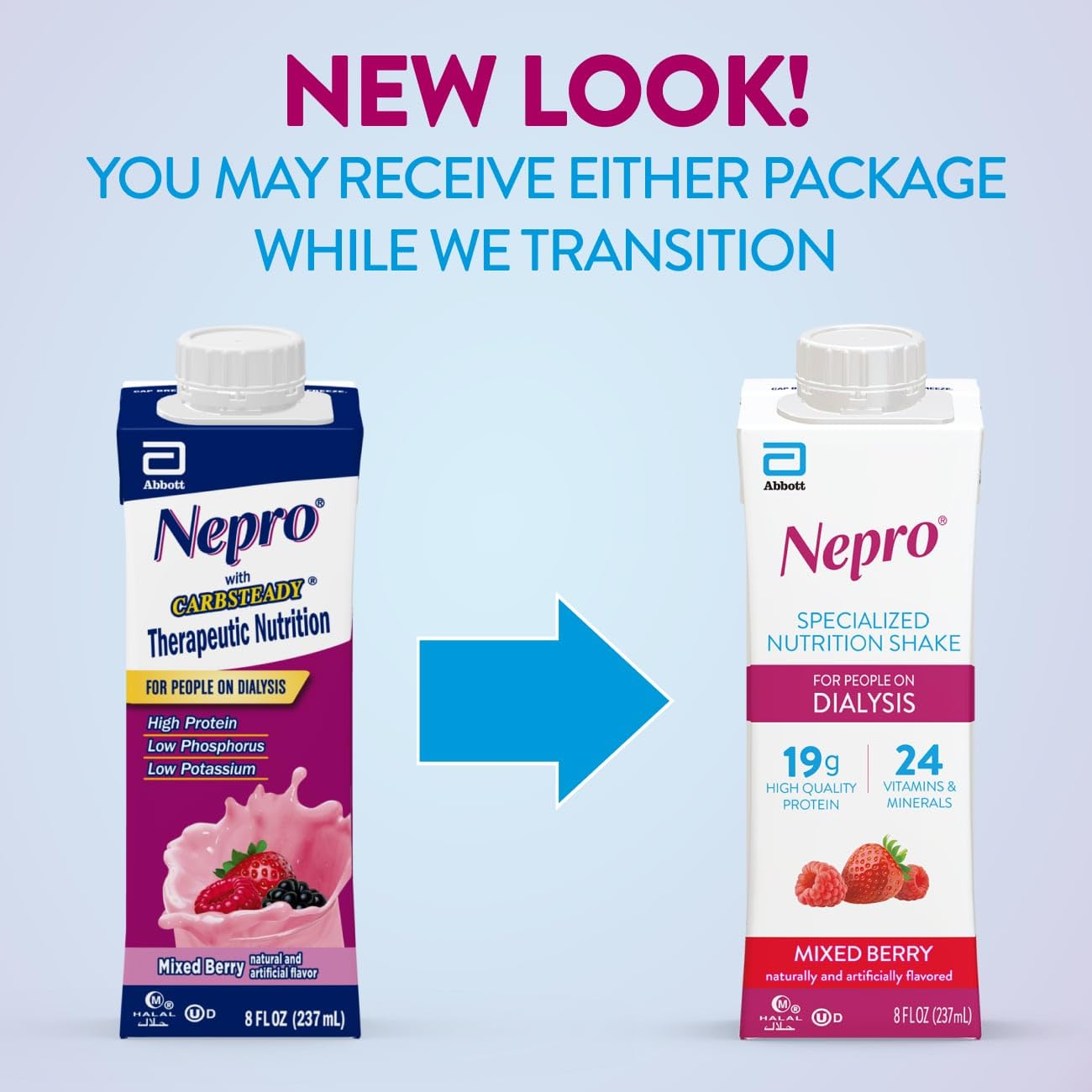 Nepro Nutrition Shake for People on Dialysis,19g Protein,420 Calories,Mixed Berry,8 fl oz,(Pack of 48)