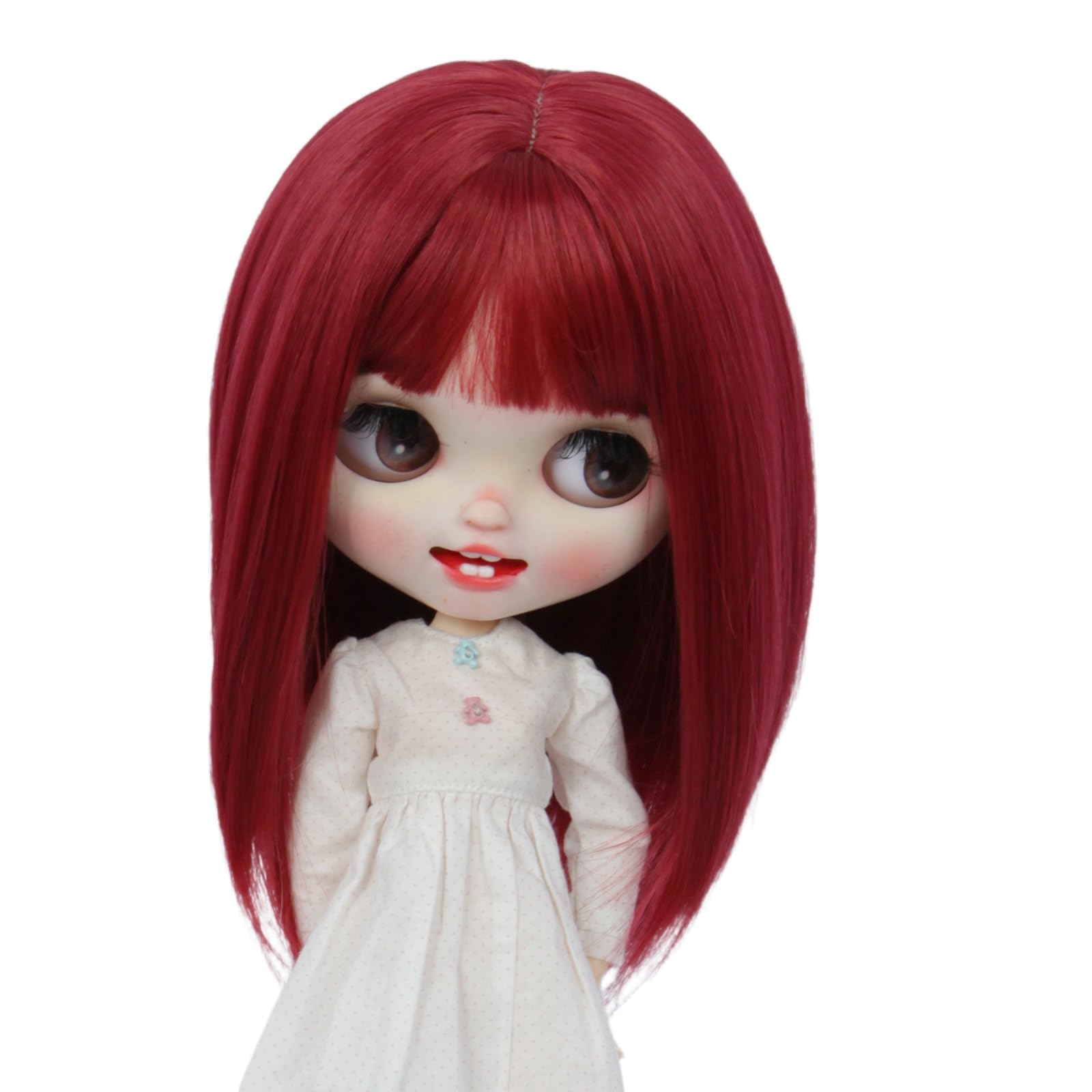 Just 1pc wig fit for 10-11 inch Head Dolls, Blyth Qbaby Amydoll Wig Short Straight Collection Hair (Light Brown)