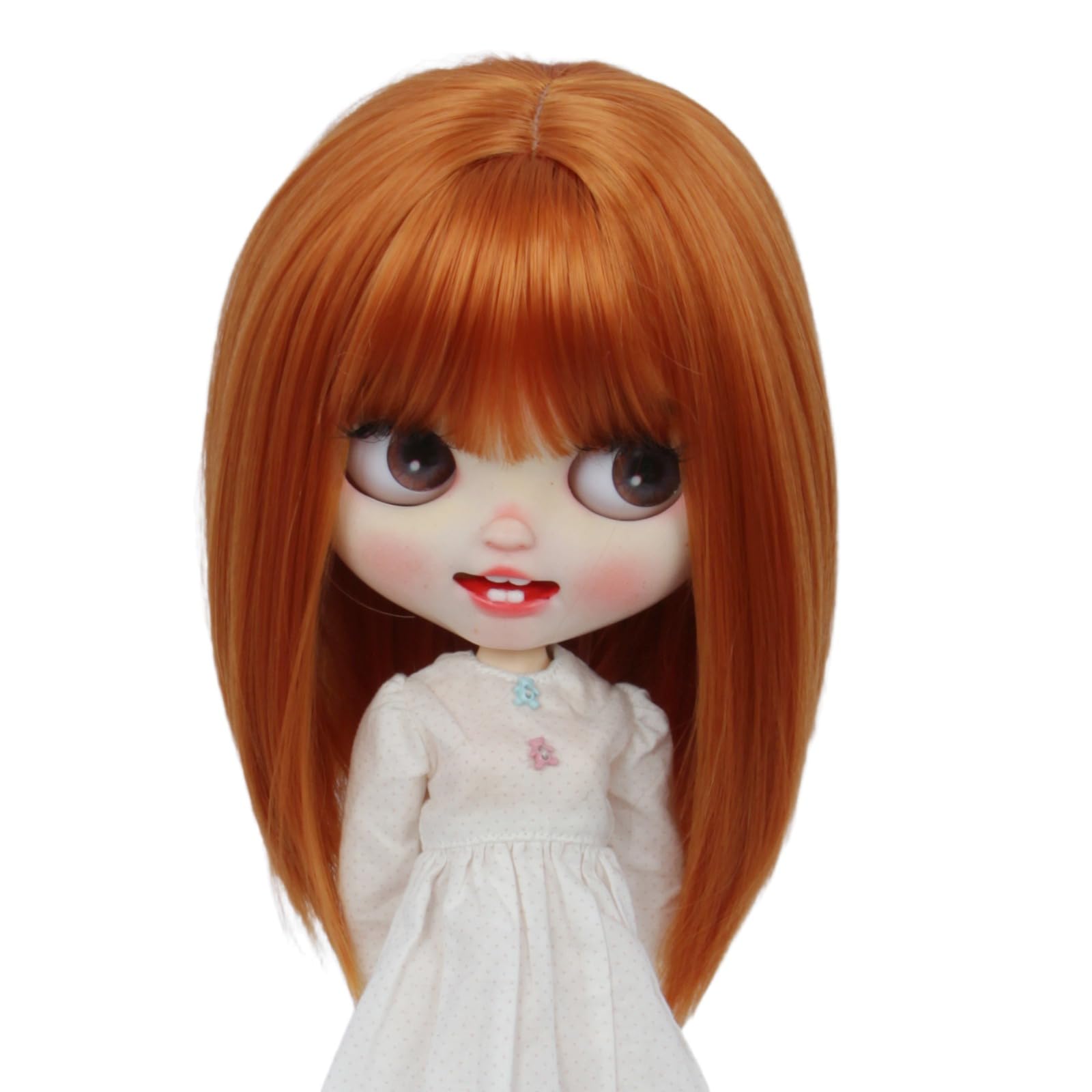 Just 1pc wig fit for 10-11 inch Head Dolls, Blyth Qbaby Amydoll Wig Short Straight Collection Hair (Light Brown)