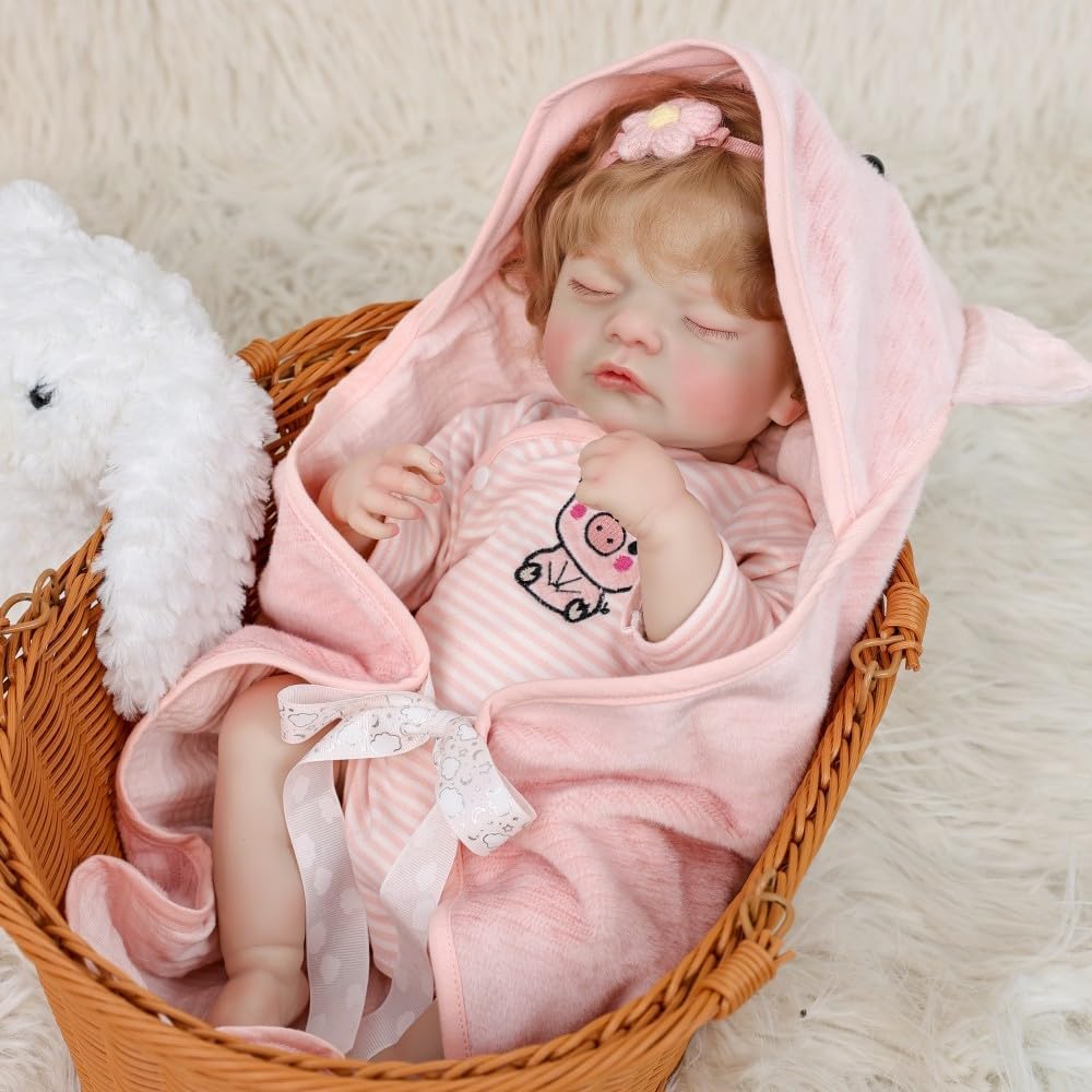 Lifelike Reborn Baby Doll, 22 Inches 55 cm Vinyl Newborn Doll with Removable Dress, Realistic Baby Doll with Magnetic Pacifier for Gifts,Name Melanie