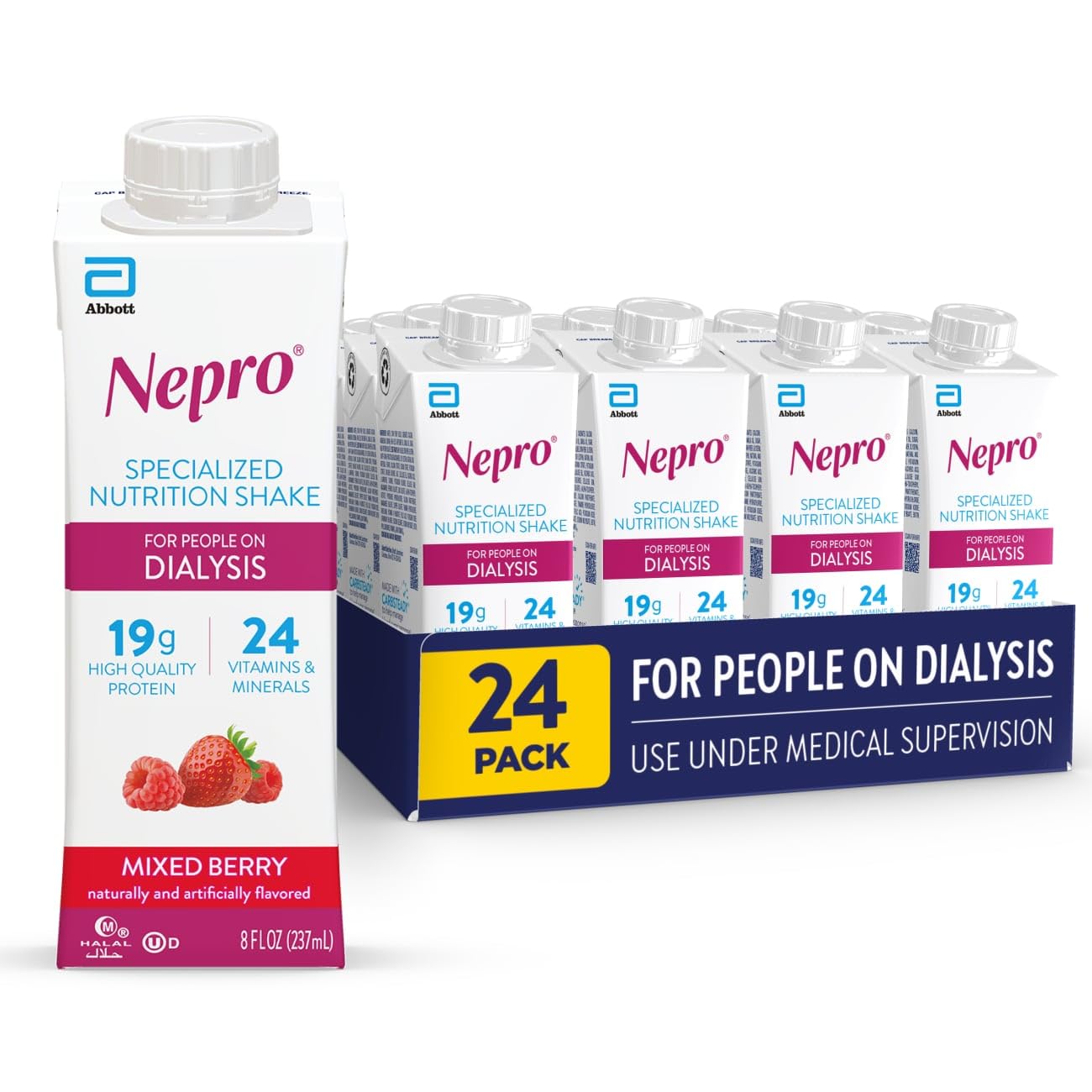 Nepro Nutrition Shake for People on Dialysis,19g Protein,420 Calories,Mixed Berry,8 fl oz,(Pack of 48)