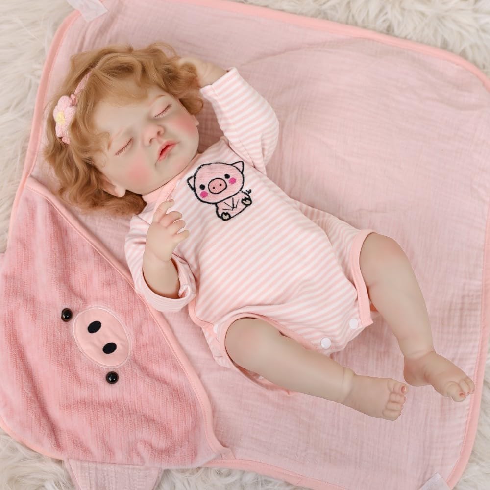 Lifelike Reborn Baby Doll, 22 Inches 55 cm Vinyl Newborn Doll with Removable Dress, Realistic Baby Doll with Magnetic Pacifier for Gifts,Name Melanie