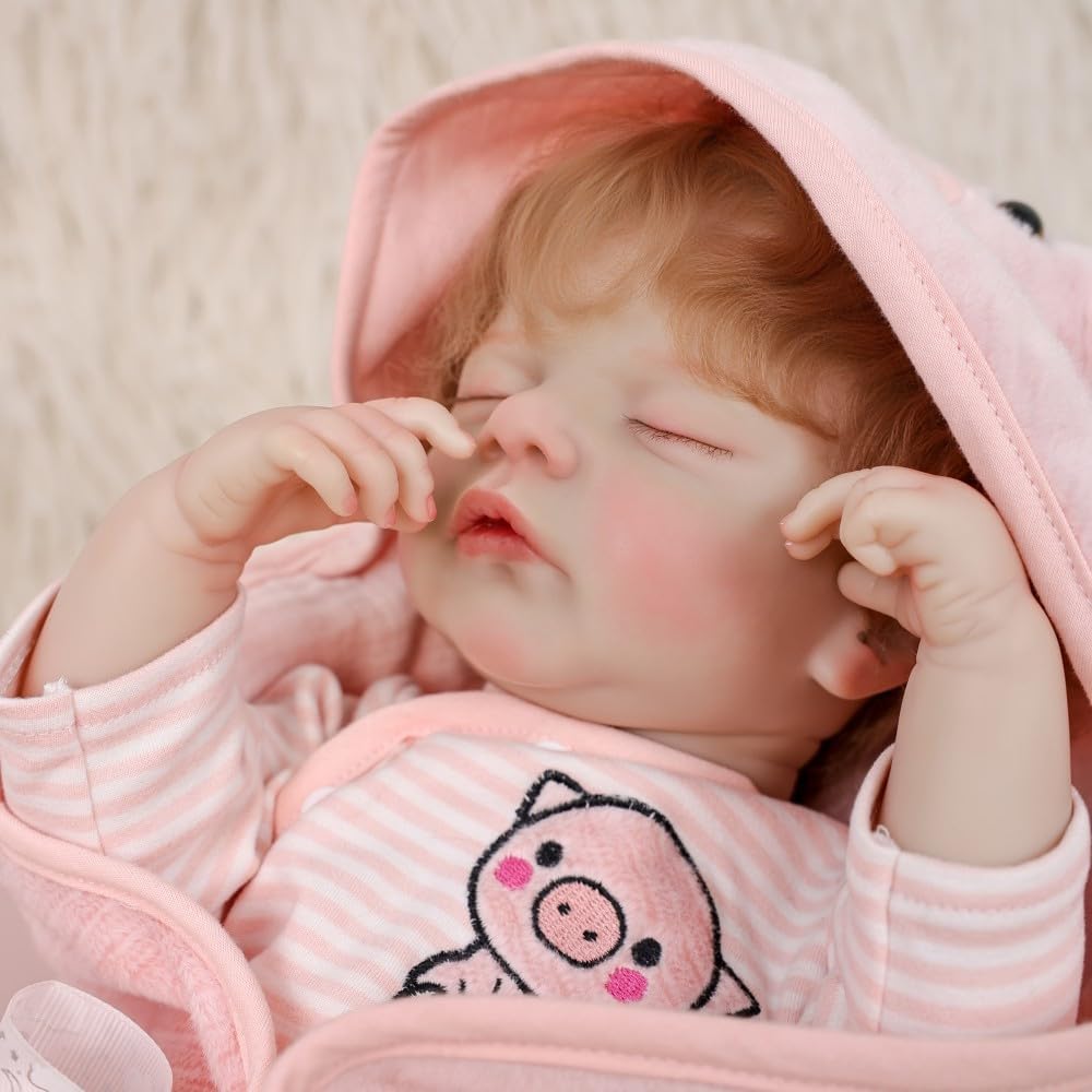 Lifelike Reborn Baby Doll, 22 Inches 55 cm Vinyl Newborn Doll with Removable Dress, Realistic Baby Doll with Magnetic Pacifier for Gifts,Name Melanie