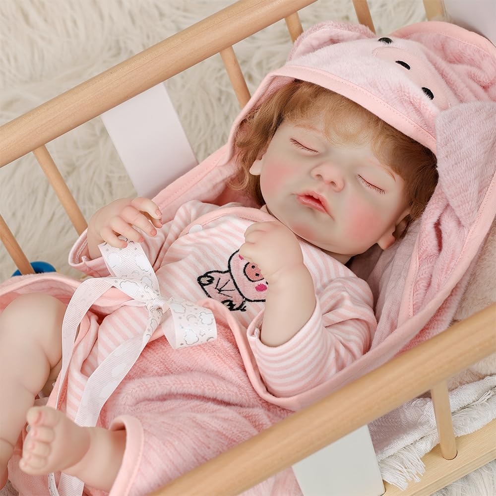 Lifelike Reborn Baby Doll, 22 Inches 55 cm Vinyl Newborn Doll with Removable Dress, Realistic Baby Doll with Magnetic Pacifier for Gifts,Name Melanie