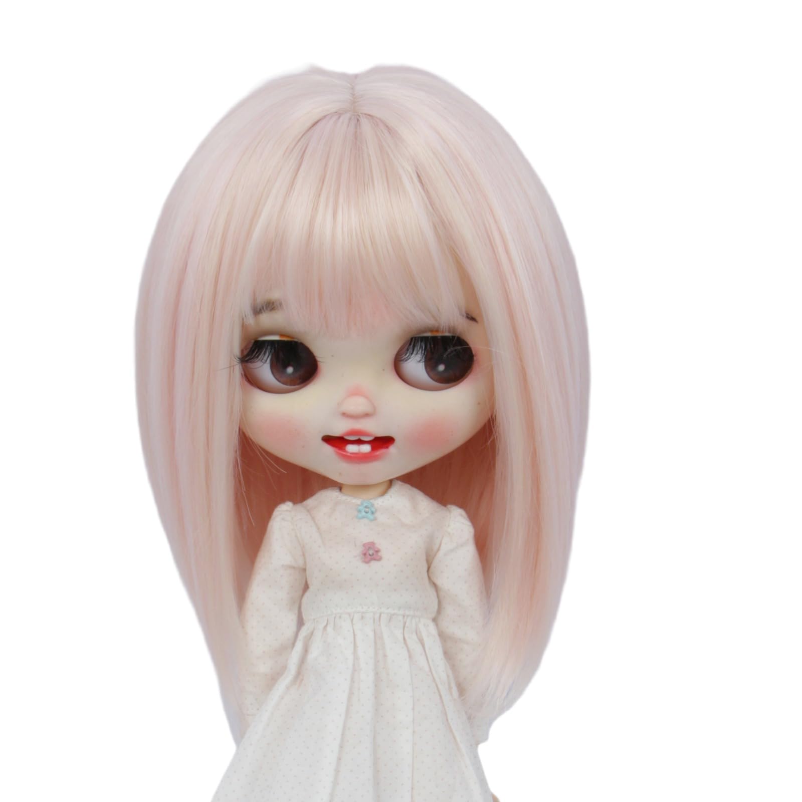 Just 1pc wig fit for 10-11 inch Head Dolls, Blyth Qbaby Amydoll Wig Short Straight Collection Hair (Light Brown)