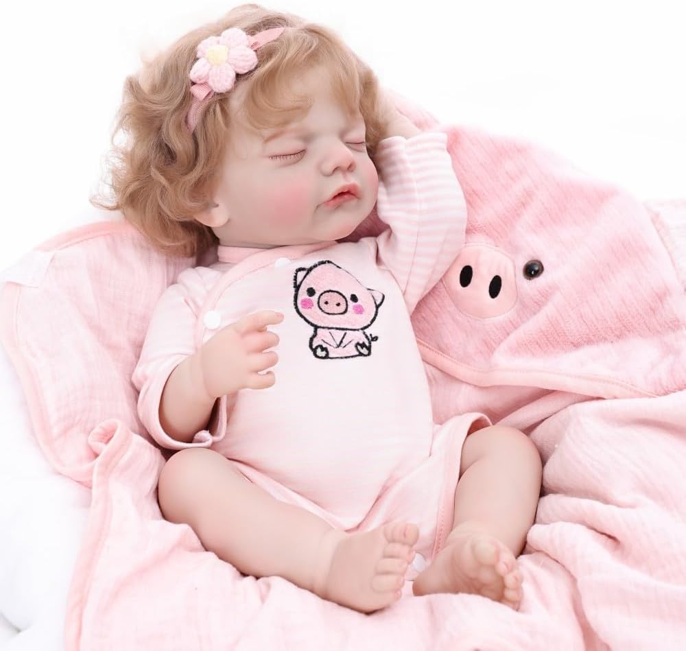 Lifelike Reborn Baby Doll, 22 Inches 55 cm Vinyl Newborn Doll with Removable Dress, Realistic Baby Doll with Magnetic Pacifier for Gifts,Name Melanie