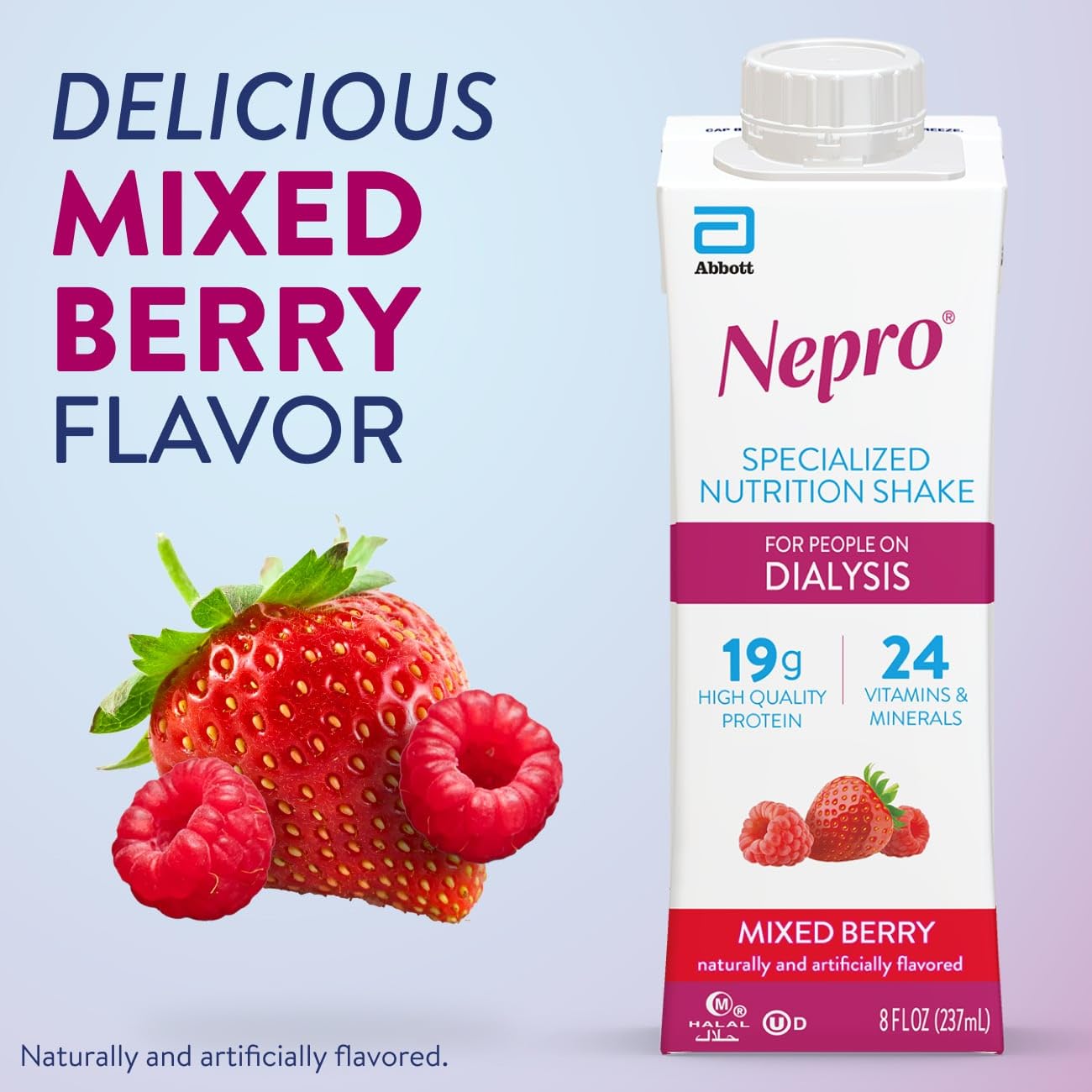 Nepro Nutrition Shake for People on Dialysis,19g Protein,420 Calories,Mixed Berry,8 fl oz,(Pack of 48)