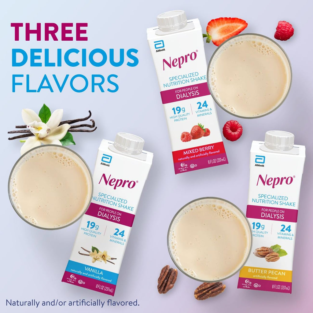 Nepro Nutrition Shake for People on Dialysis,19g Protein,420 Calories,Mixed Berry,8 fl oz,(Pack of 48)