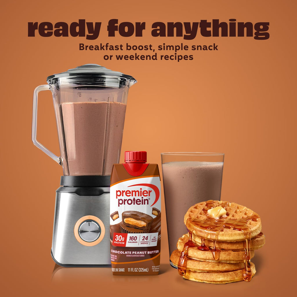 Premier Protein Shake, Liquid, Chocolate Peanut Butter, 30g Protein, Bottle, Gluten Free, 11 fl oz, 12 Pack