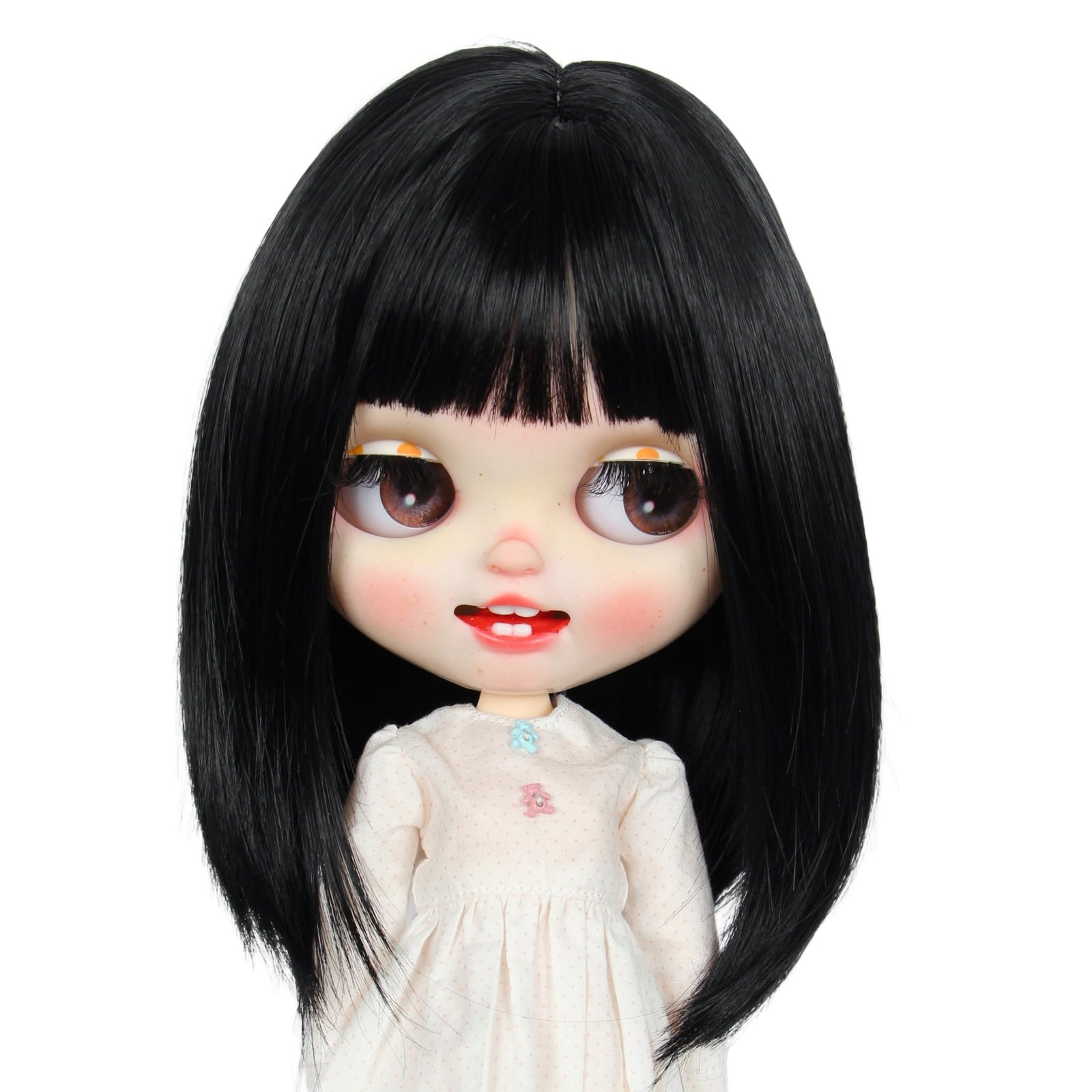 Just 1pc wig fit for 10-11 inch Head Dolls, Blyth Qbaby Amydoll Wig Short Straight Collection Hair (Light Brown)