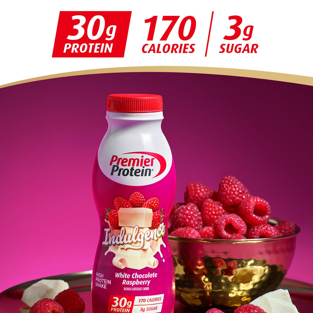 Premier Protein INDULGENCE 30g Shake, White Chocolate Raspberry, 12 Pack