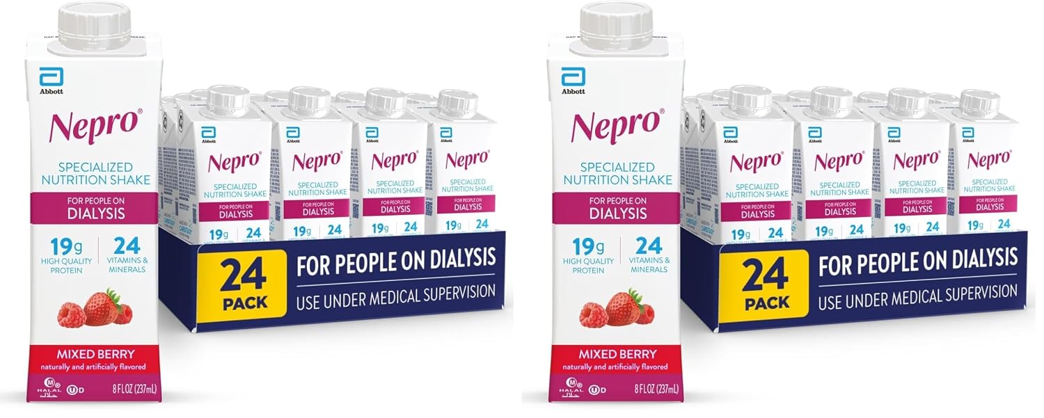 Nepro Nutrition Shake for People on Dialysis,19g Protein,420 Calories,Mixed Berry,8 fl oz,(Pack of 48)
