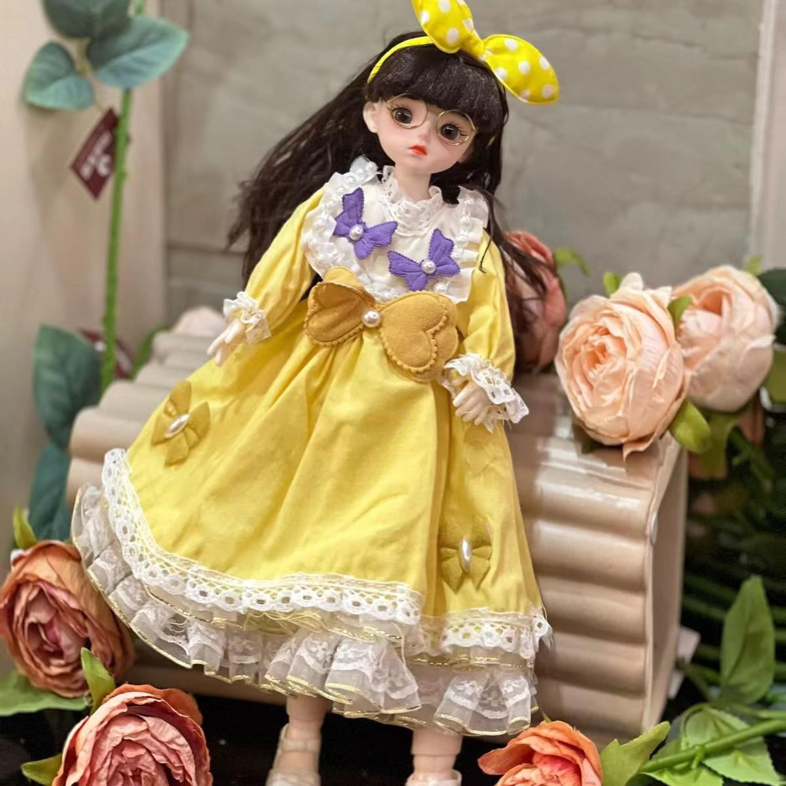 1/6 BJD Ball Jointed Blythe Smart Doll With Clothes - Anime Myou Kawaii Dolls (Black)