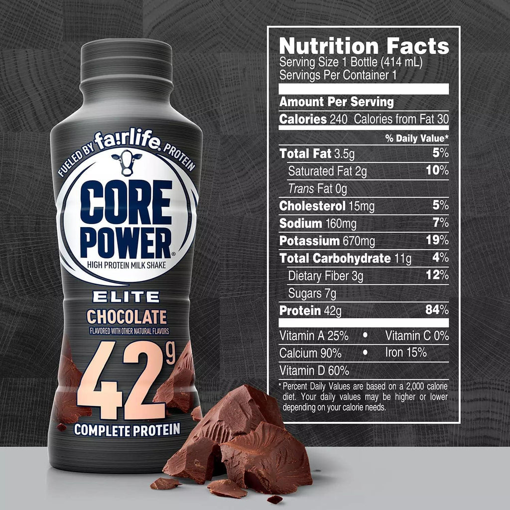 FAIRLIFE NUTRITION PLAN Core Power Elite 42g. Protein Shake, Chocolate - Liquid (14 fl. oz, 8 pk.)