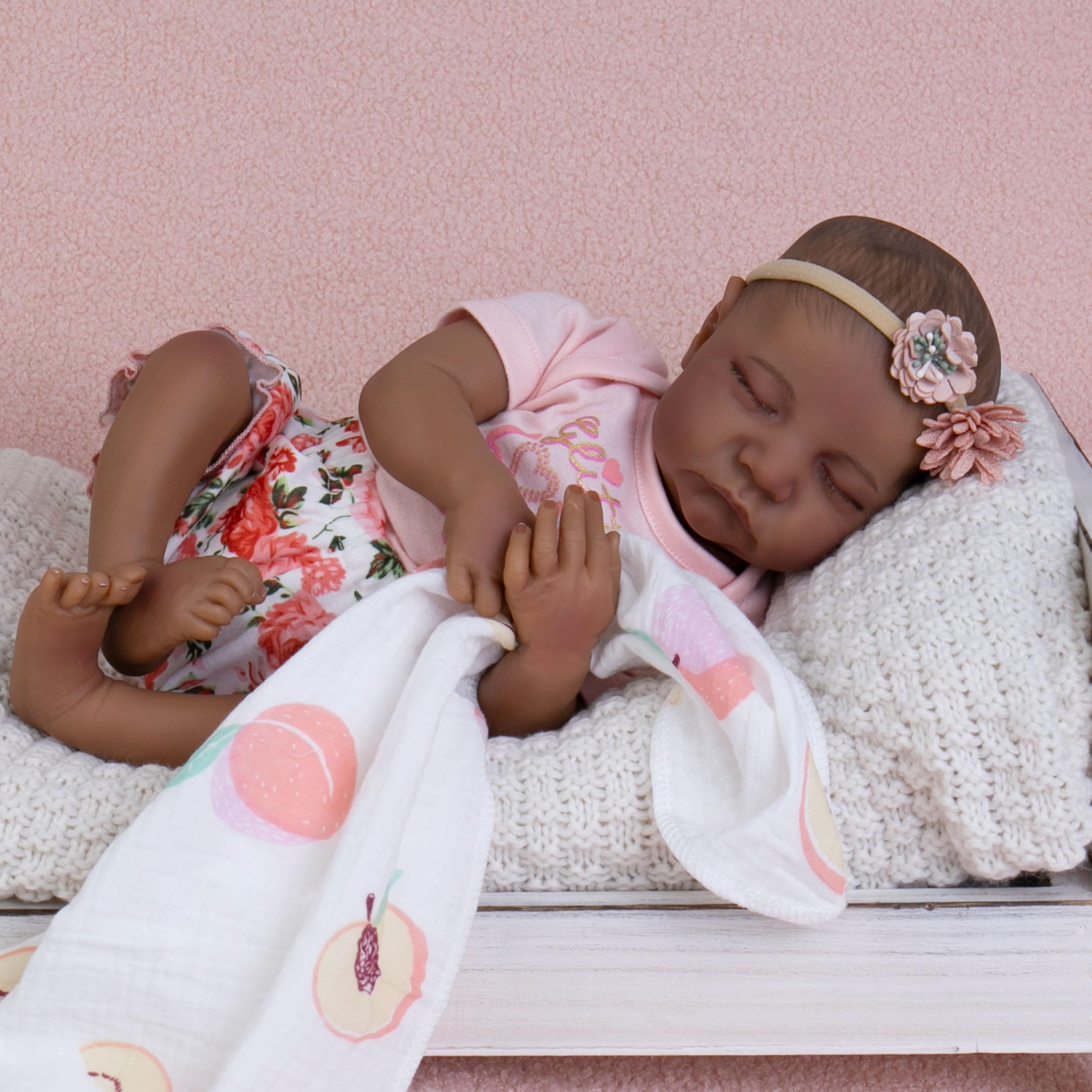 Milidool Reborn Baby Dolls Black Girl - 18-inch Realistic Baby Dolls, Lifelike Soft Vinyl Black American Doll, Nice Gift for Kids, Pre-Parents, Grand-Parents, Doll Collectors