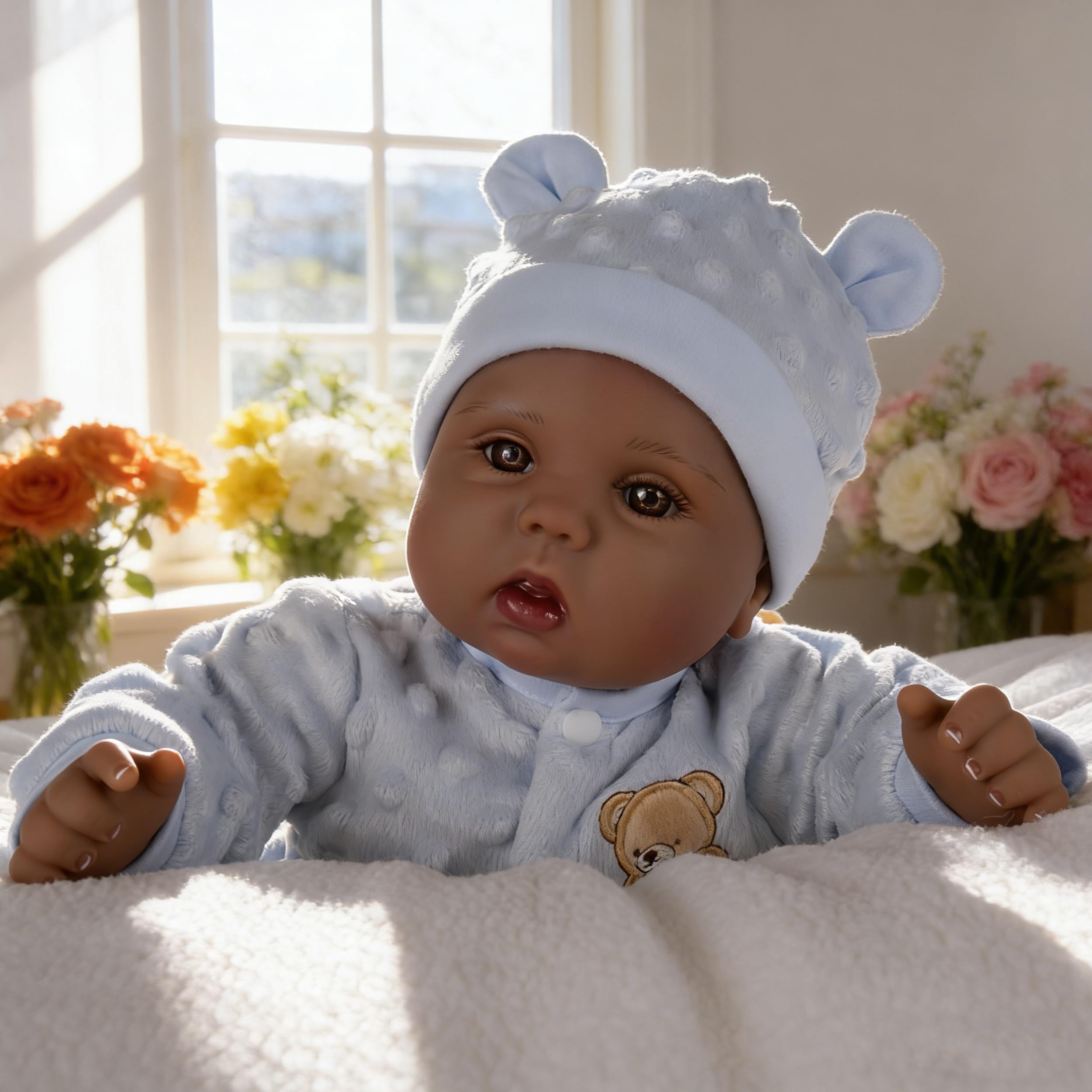 Milidool Reborn Baby Dolls Black Girl - 18-inch Realistic Baby Dolls, Lifelike Soft Vinyl Black American Doll, Nice Gift for Kids, Pre-Parents, Grand-Parents, Doll Collectors