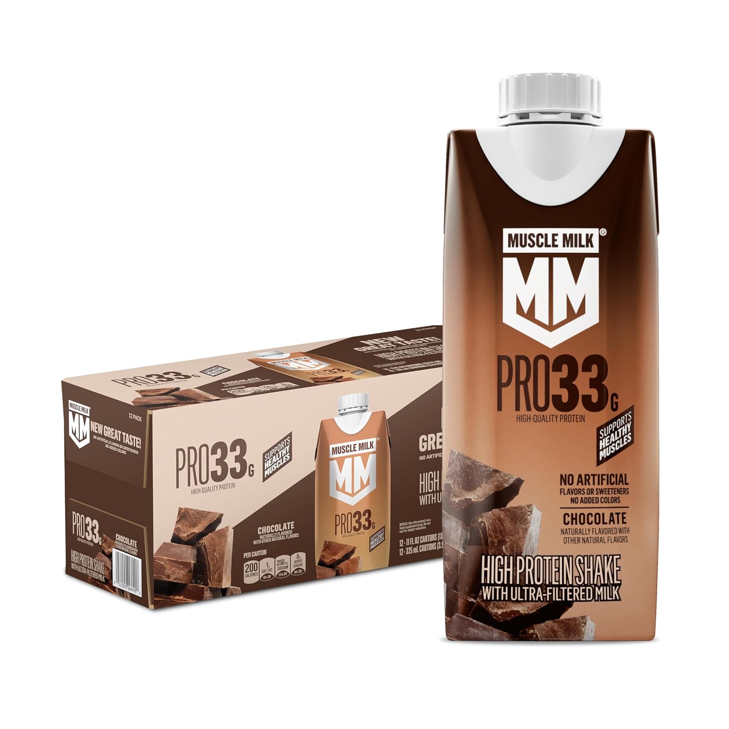 Muscle Milk Pro Liquid High Protein Shake, Chocolate, 11 Fl Oz (Pack of 12)