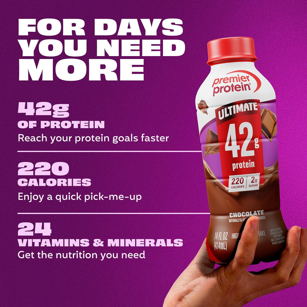 Premier Protein ULTIMATE 42g High Protein Shake, Chocolate, 12 Pack