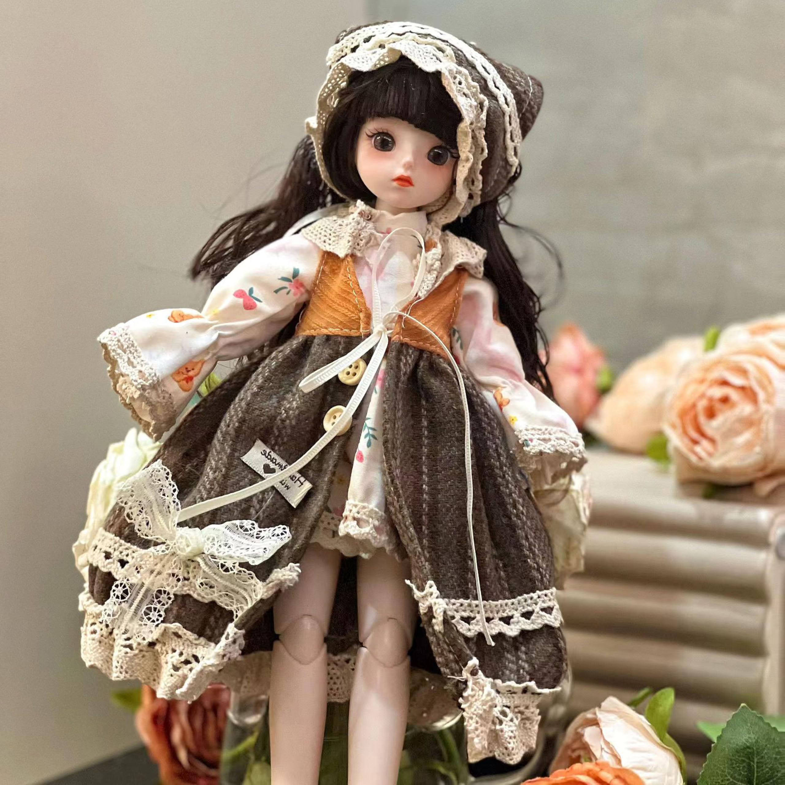 1/6 BJD Ball Jointed Blythe Smart Doll With Clothes - Anime Myou Kawaii Dolls (Black)